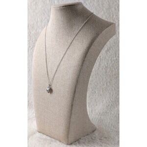 Filigree Heart Pendant‎ Necklace Silver Tone Openwork Delicate Chain